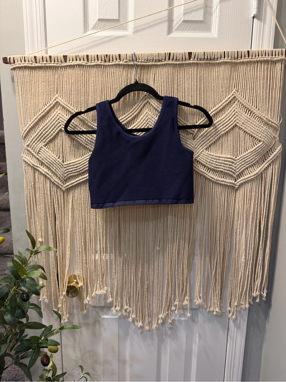 aerie Navy Textured Crop Tank Top